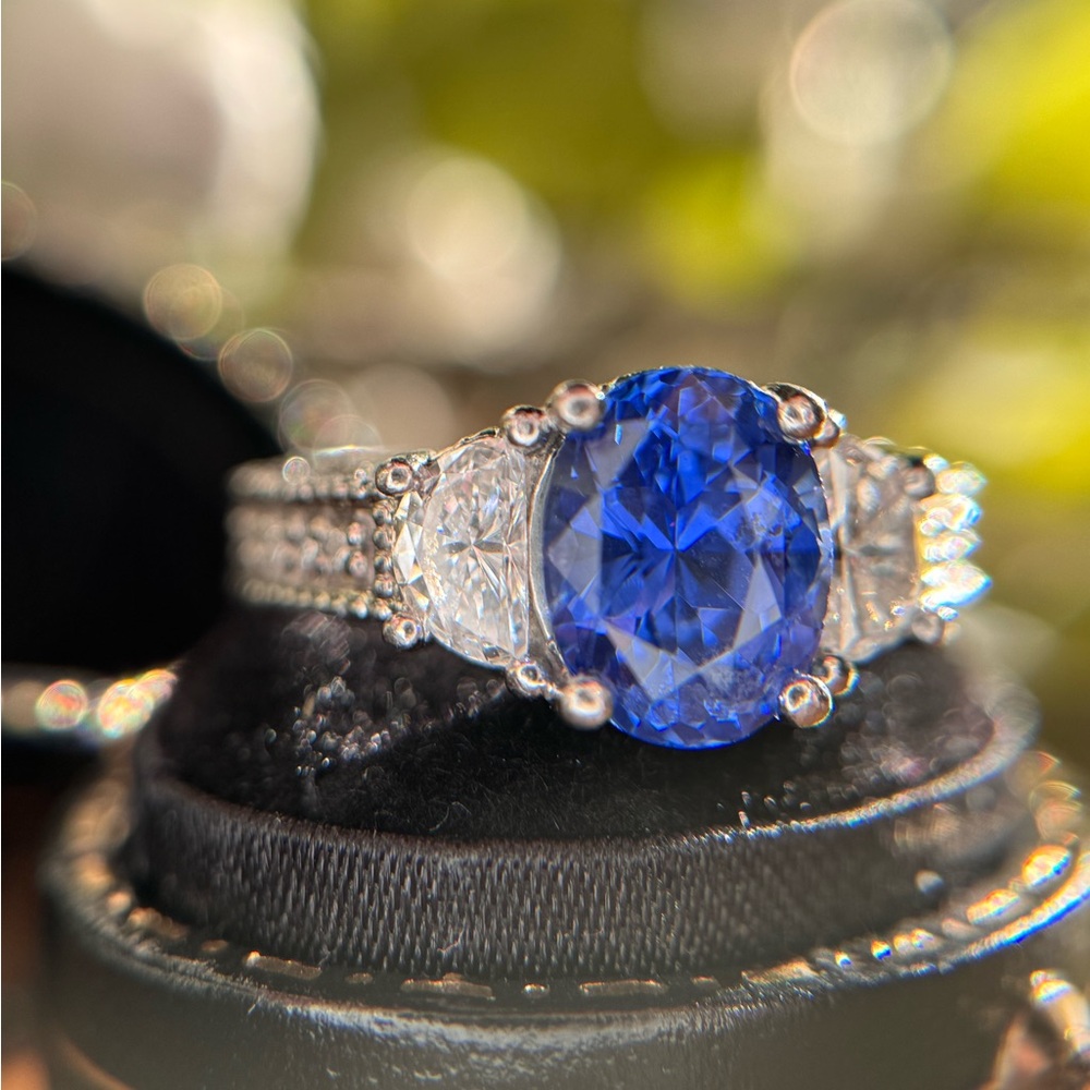 3.62 ctw Estate Natural Sapphire Diamond Platinum Ring